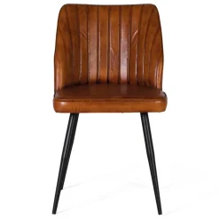 Wohnen Stühle<Retro Lederstuhl in Cognac Braun - Valtte