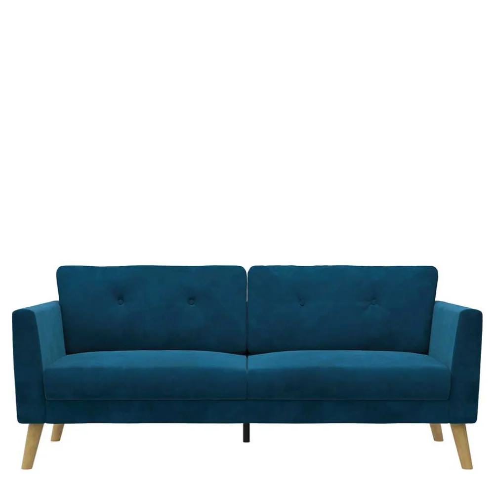 Wohnen Sofas<Retro Look Samtsofa in Blau - Vletko
