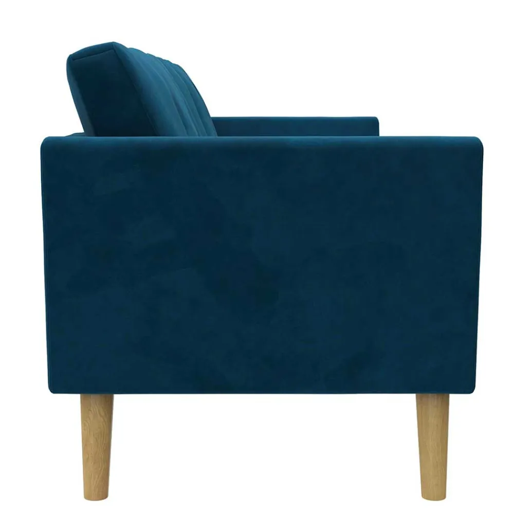 Wohnen Sofas<Retro Look Samtsofa in Blau - Vletko