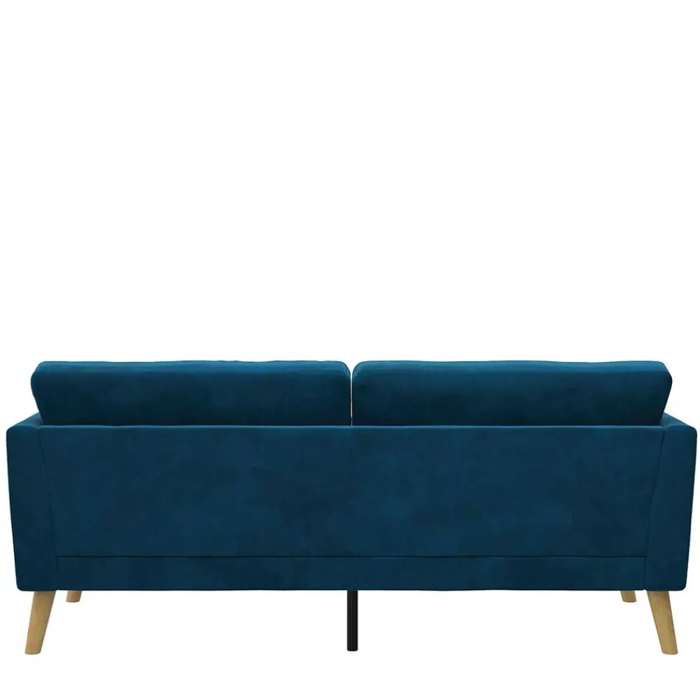 Wohnen Sofas<Retro Look Samtsofa in Blau - Vletko