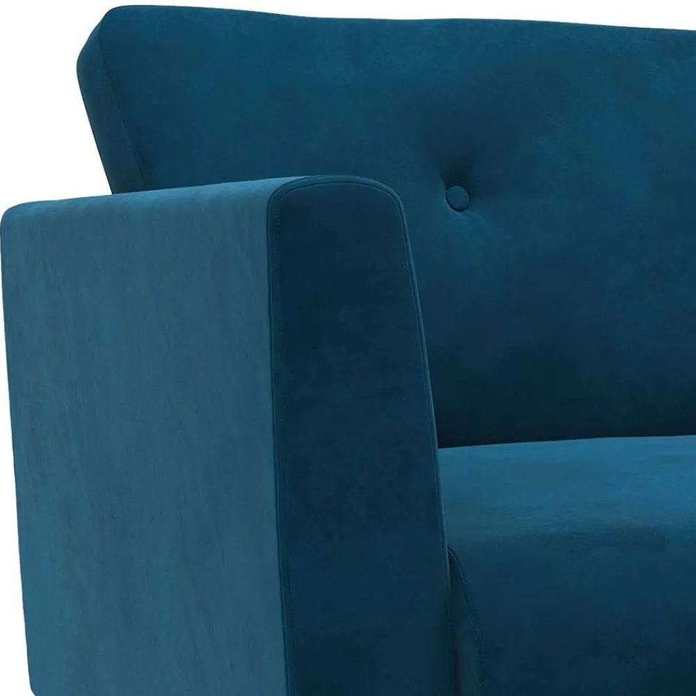 Wohnen Sofas<Retro Look Samtsofa in Blau - Vletko