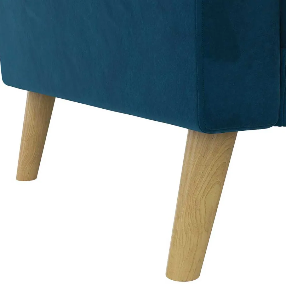 Wohnen Sofas<Retro Look Samtsofa in Blau - Vletko