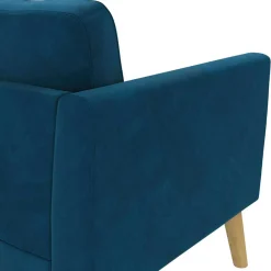 Wohnen Sofas<Retro Look Samtsofa in Blau - Vletko