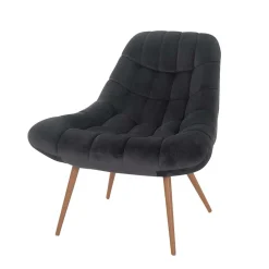 Wohnen Sessel<Retro Loungsstuhl in Dunkelgrau Samt - Corners
