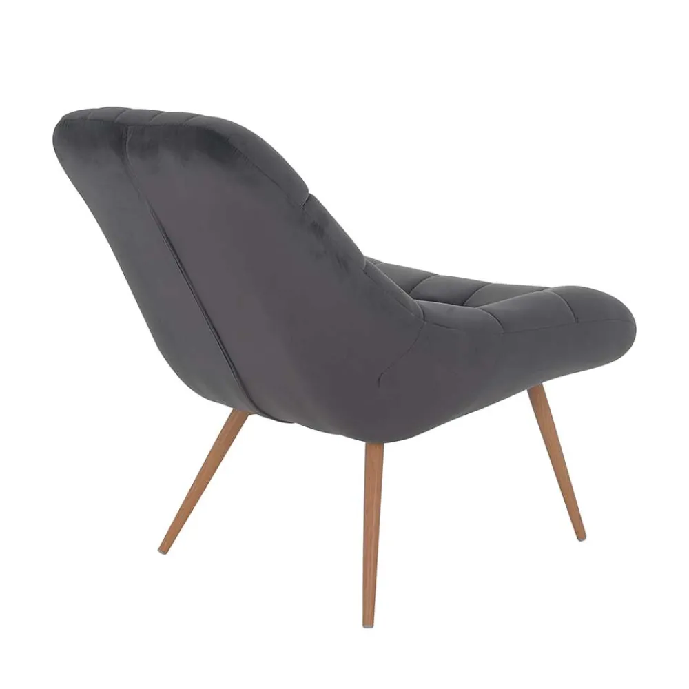 Wohnen Sessel<Retro Loungsstuhl in Dunkelgrau Samt - Corners