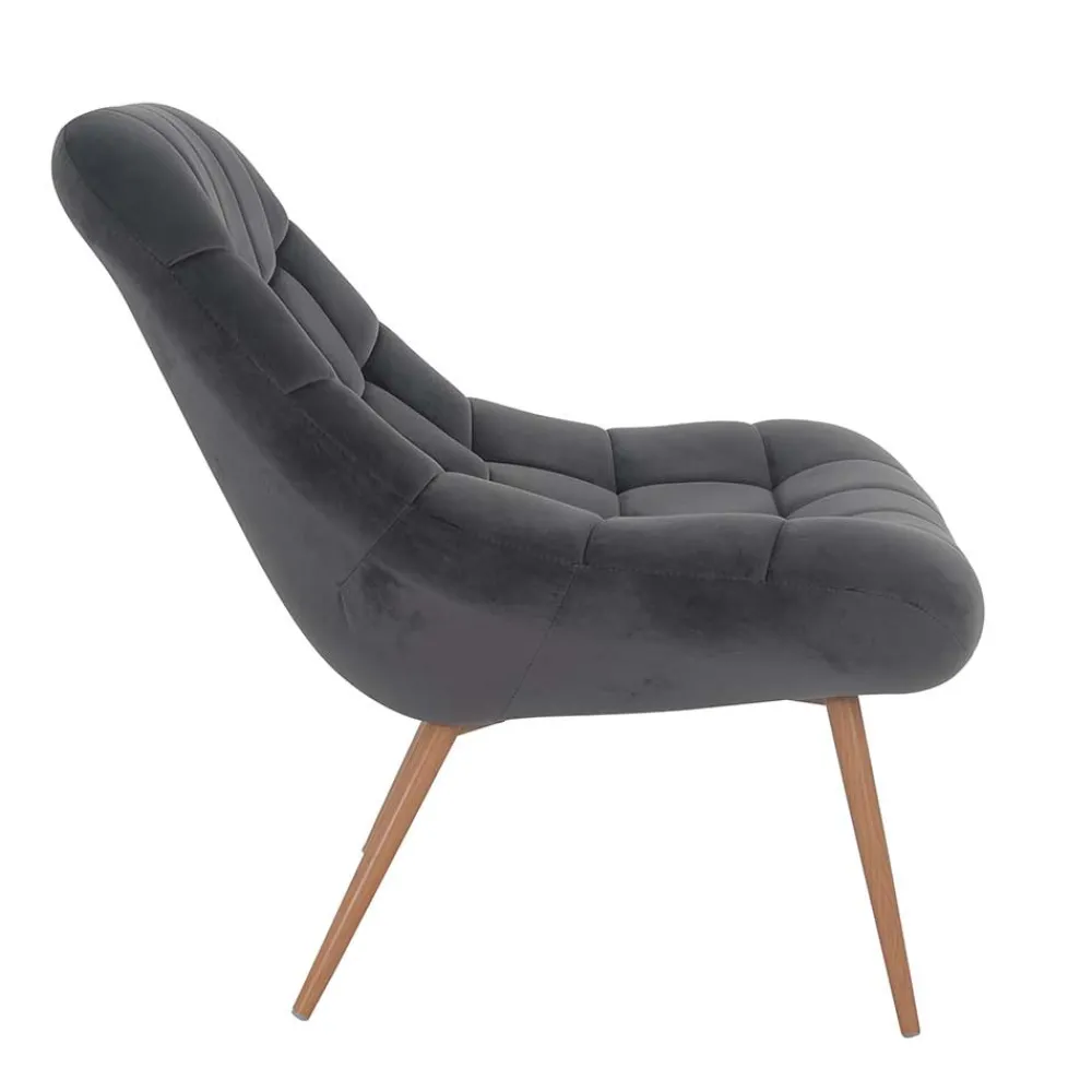 Wohnen Sessel<Retro Loungsstuhl in Dunkelgrau Samt - Corners