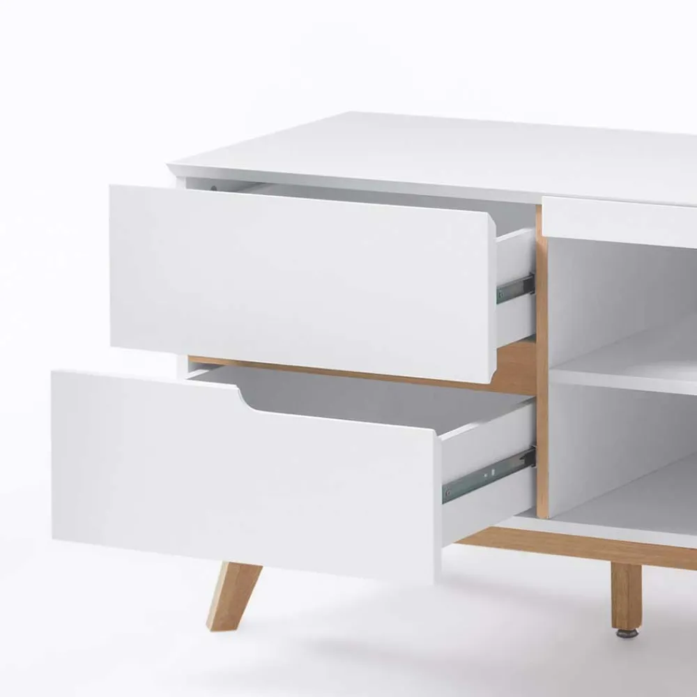 Wohnen Tv & Hifi-Möbel|Lowboards<Retro Lowboard für Fernseher Valezianos in Weiß