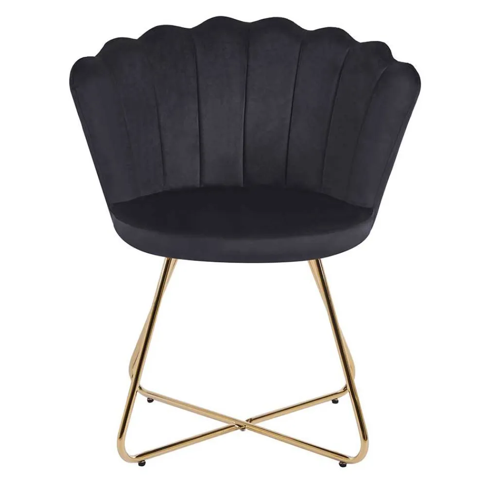 Wohnen Stühle<Retro Muschelstühle in Schwarz Samt - Rubins (2er Set)