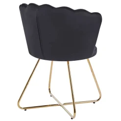 Wohnen Stühle<Retro Muschelstühle in Schwarz Samt - Rubins (2er Set)
