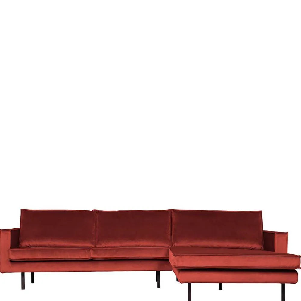 Wohnen Sofas<Retro Polsterecke in Kastanienfarben Samtstoff - Enzing