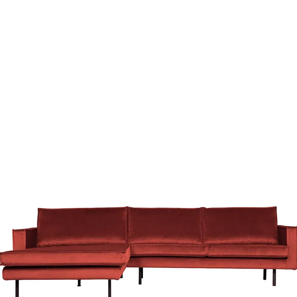 Wohnen Sofas<Retro Polsterecke in Kastanienfarben Samtstoff - Enzing