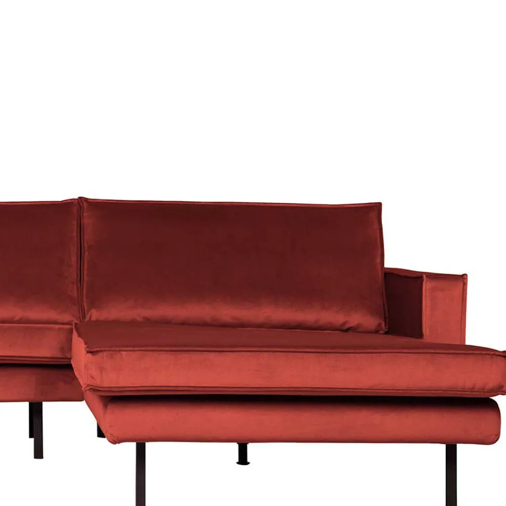 Wohnen Sofas<Retro Polsterecke in Kastanienfarben Samtstoff - Enzing