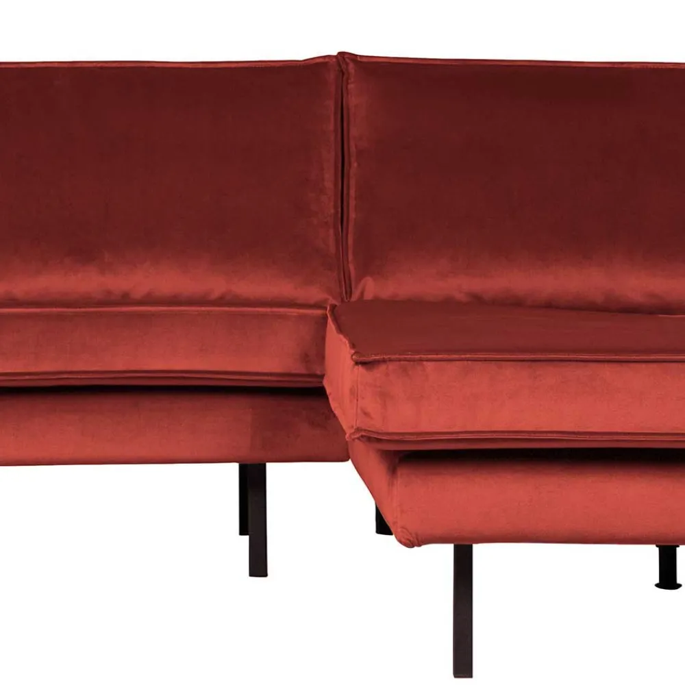 Wohnen Sofas<Retro Polsterecke in Kastanienfarben Samtstoff - Enzing