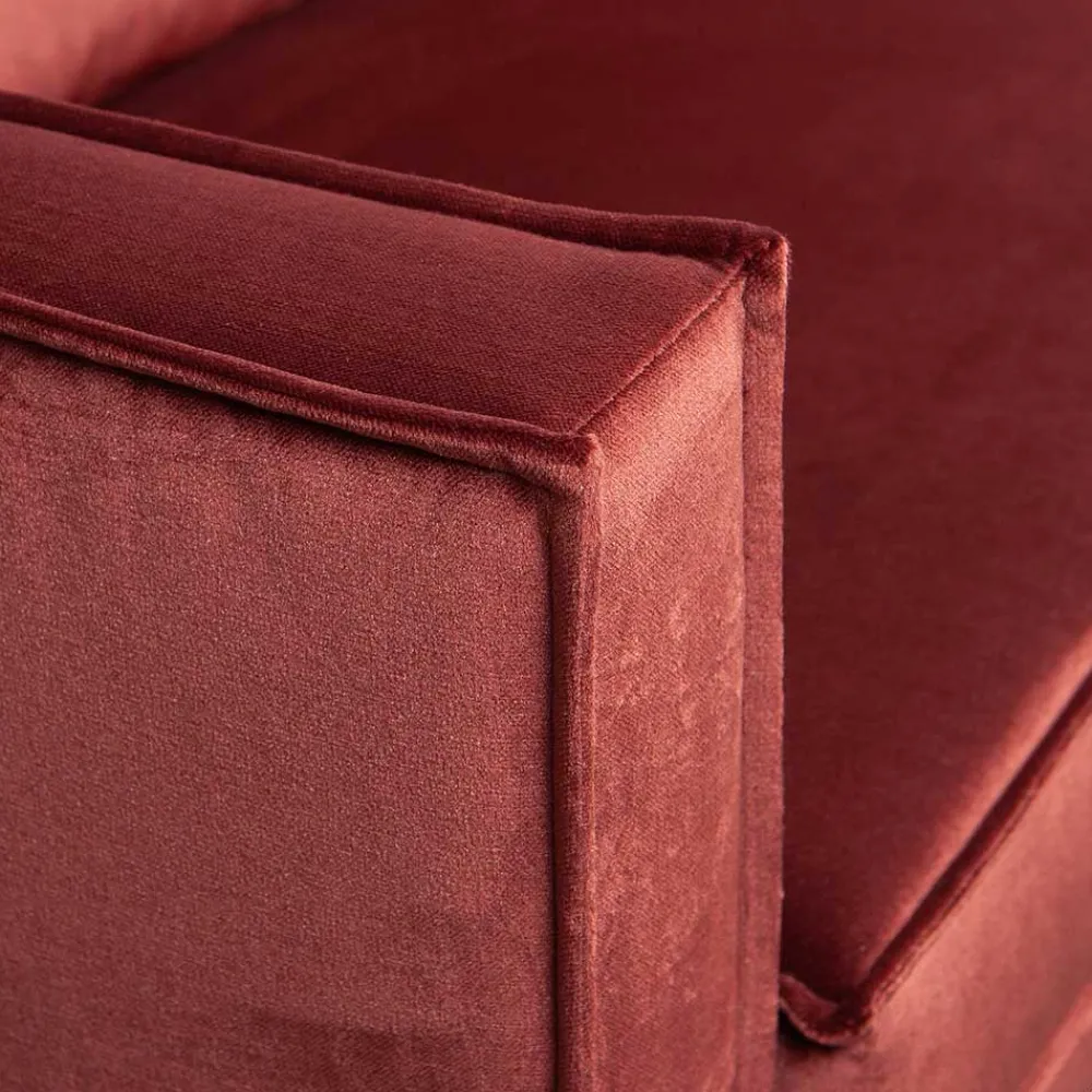 Wohnen Sofas<Retro Polsterecke in Kastanienfarben Samtstoff - Enzing