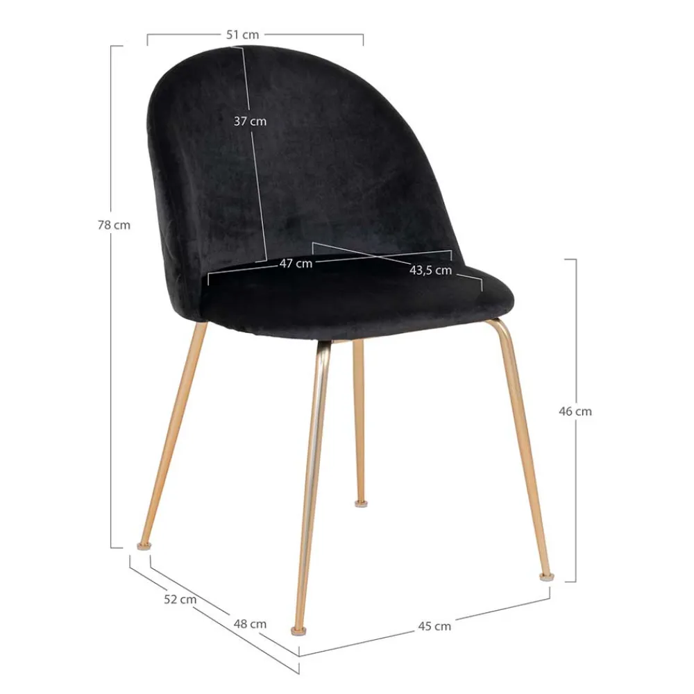 Wohnen Stühle<Retro Polsterstühle mit Messing Gestell - Silvanus (2er Set)