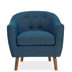 Wohnen Sessel<Retro Sessel in Blau und Walnuss Braun - Enlina