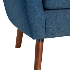 Wohnen Sessel<Retro Sessel in Blau und Walnuss Braun - Enlina