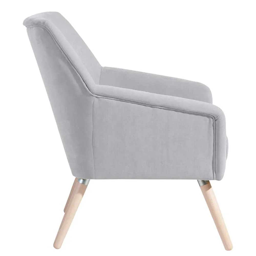 Wohnen Sessel<Retro Sessel in Silbergrau Velours - Desaros