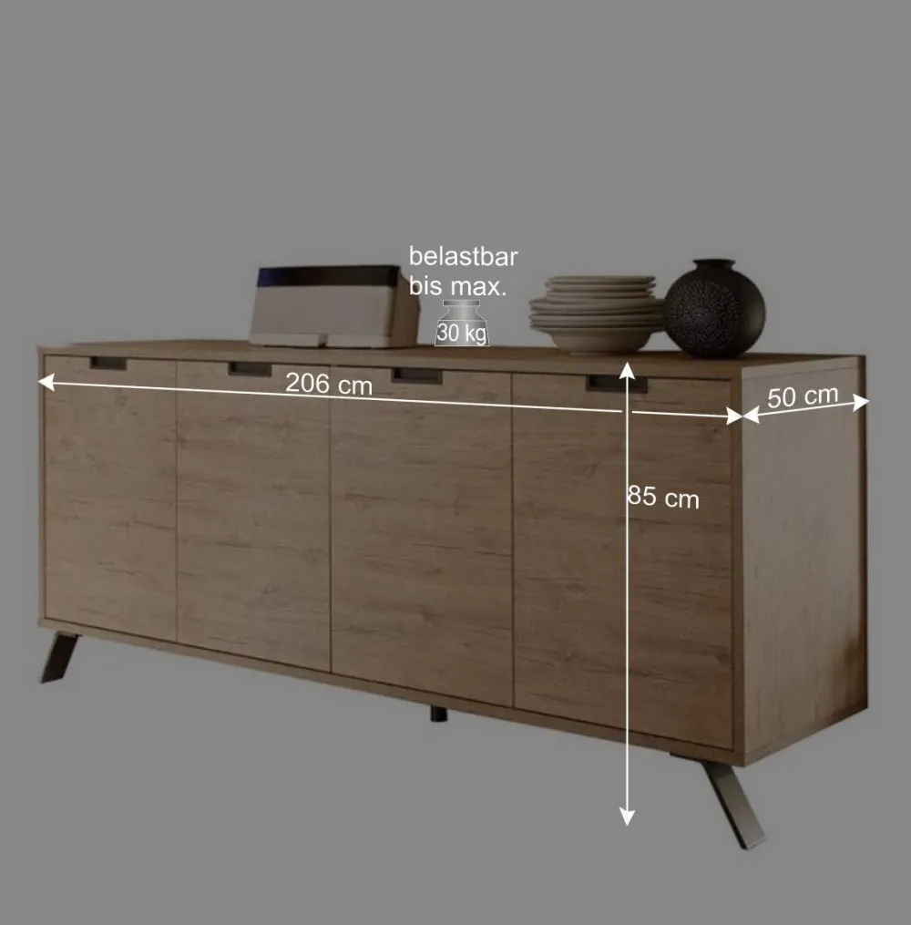 Wohnen Sideboards<Retro Sideboard Rodonda in Eiche