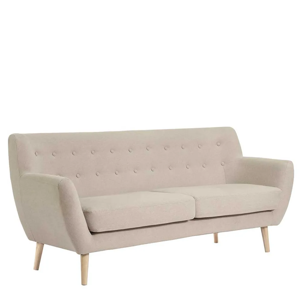 Wohnen Sofas<Retro Style Sofa in Beige mit Natur - Paulo