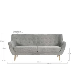 Wohnen Sofas<Retro Style Sofa in Beige mit Natur - Paulo