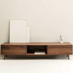 Wohnen Tv & Hifi-Möbel|Lowboards<Retro TV Element aus Nussbaum Massivholz - Rivossa