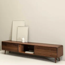 Wohnen Tv & Hifi-Möbel|Lowboards<Retro TV Element aus Nussbaum Massivholz - Rivossa