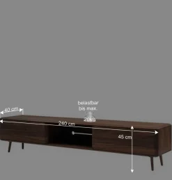 Wohnen Tv & Hifi-Möbel|Lowboards<Retro TV Element aus Nussbaum Massivholz - Rivossa