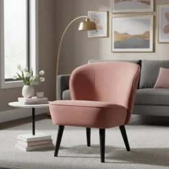Wohnen Sessel<Retro Vintage Sessel in Altrosa Samt - Ventura