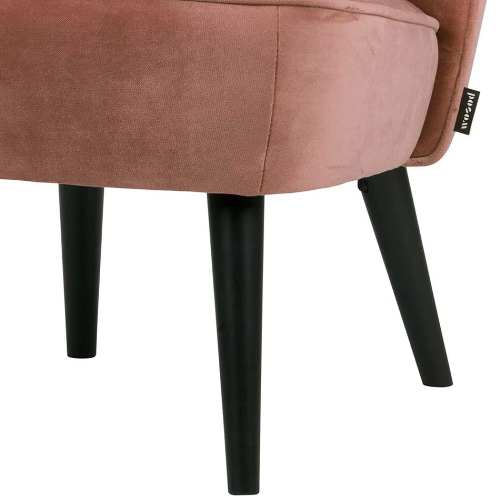 Wohnen Sessel<Retro Vintage Sessel in Altrosa Samt - Ventura