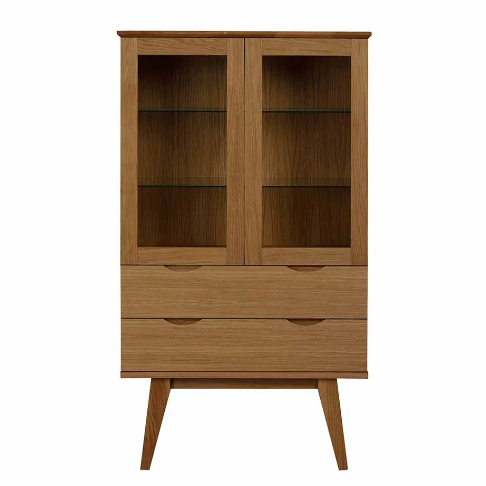 Wohnen Vitrinen|Schränke<Retro Vitrine in Eichefarben - Number