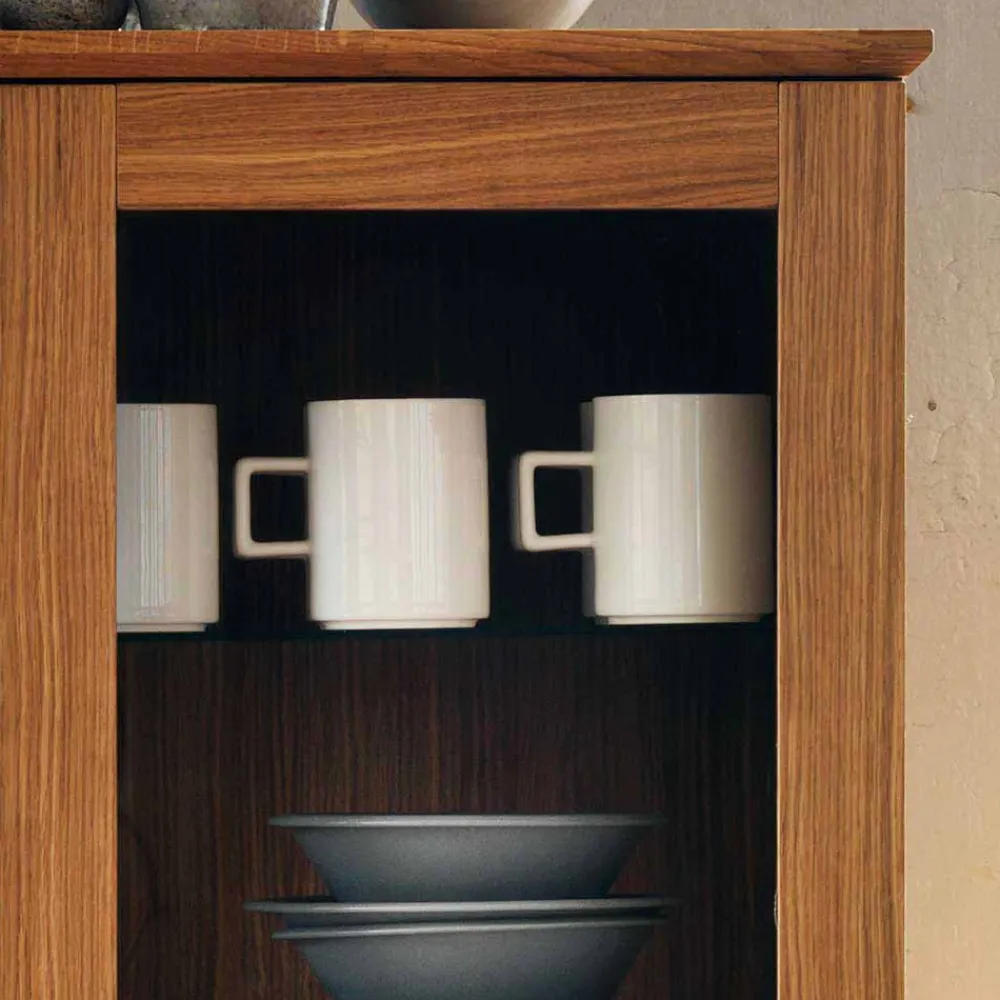 Wohnen Vitrinen|Schränke<Retro Vitrine in Eichefarben - Number