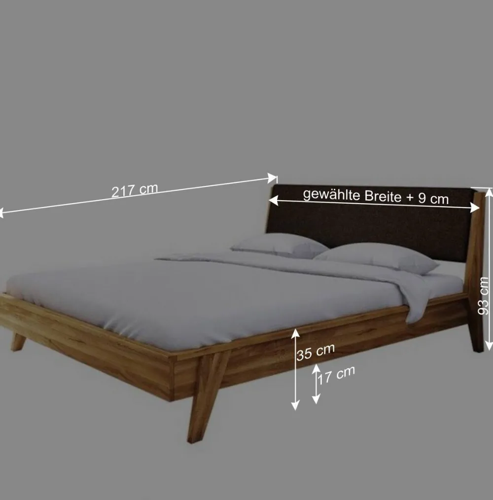 Wohnen Betten<Retrobett aus Wildeiche & Kunstleder - Hardus (dreiteilig)