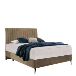 Wohnen Betten<Retrodesign Boxspringbett in Beige Velours - Hannah