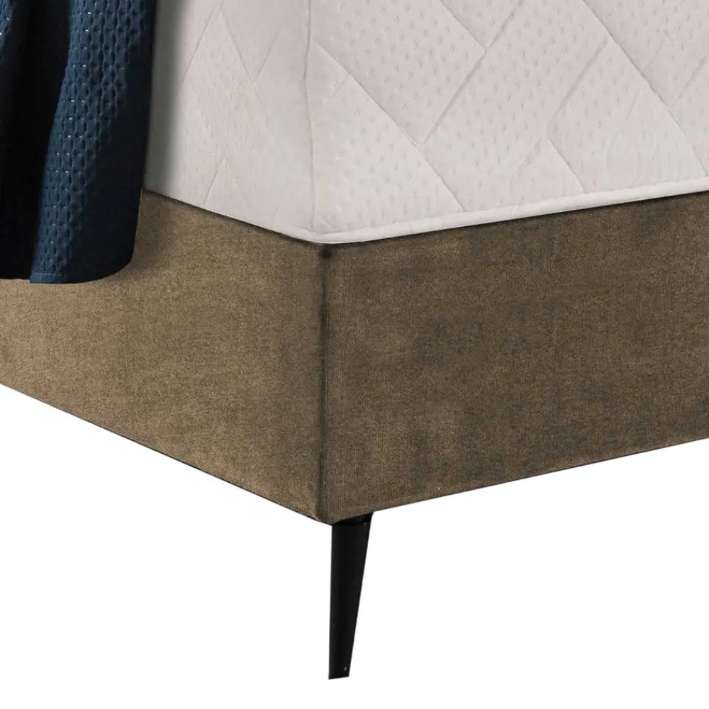 Wohnen Betten<Retrodesign Boxspringbett in Beige Velours - Hannah
