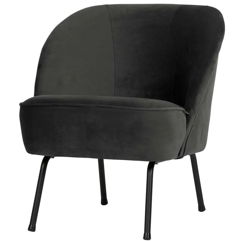 Wohnen Sessel<Retrosessel in Schwarz mit Samtbezug - Betty