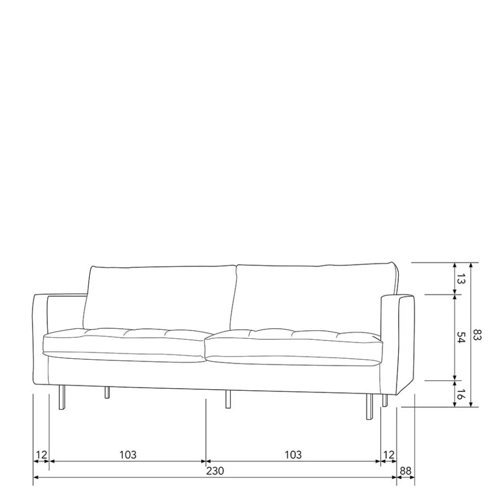 Wohnen Sofas<Retrosofa mit drei Sitzplätzen in Khaki - Afeiro