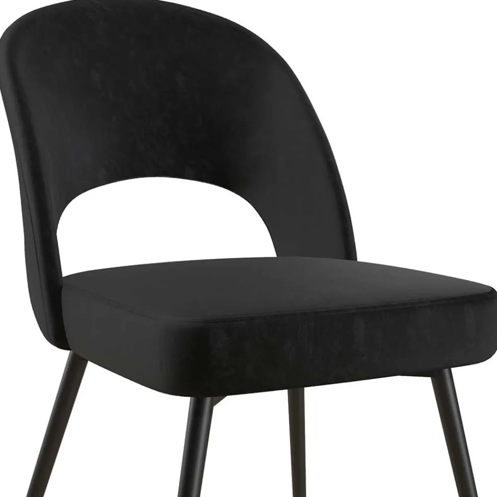 Wohnen Stühle<Retrostuhl in Schwarz Samt - Magan