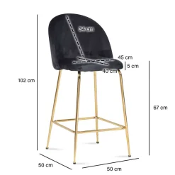 Wohnen Hocker|Stühle<Retrostyle Barstuhl in Schwarz und Gold - Chiosma (2er Set)