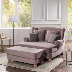 Wohnen Sessel<Rosa Komfortsessel mit Fußhocker - Garcia