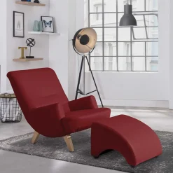 Wohnen Sessel<Roter Kunstledersessel mit Buche Beinen - Systrem
