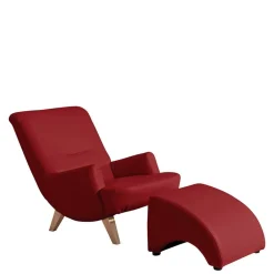 Wohnen Sessel<Roter Kunstledersessel mit Buche Beinen - Systrem