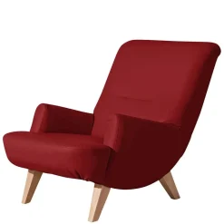 Wohnen Sessel<Roter Kunstledersessel mit Buche Beinen - Systrem