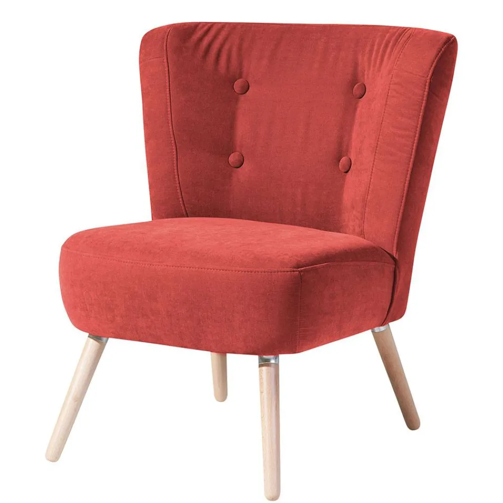 Wohnen Sessel<Roter Loungesessel aus Velours - Porecca
