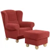 Wohnen Sessel<Roter Sessel mit Ohren aus Velours - Jamey