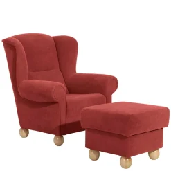 Wohnen Sessel<Roter Sessel mit Ohren aus Velours - Jamey