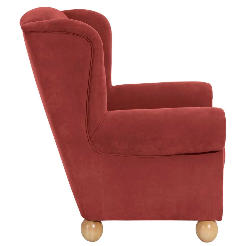 Wohnen Sessel<Roter Sessel mit Ohren aus Velours - Jamey