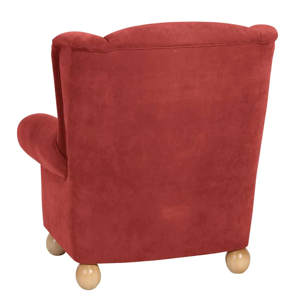 Wohnen Sessel<Roter Sessel mit Ohren aus Velours - Jamey