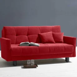Wohnen Betten|Sofas<Rotes Schlafsofa mit Flachgewebe Bezug - Singuaro