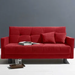 Wohnen Betten|Sofas<Rotes Schlafsofa mit Flachgewebe Bezug - Singuaro